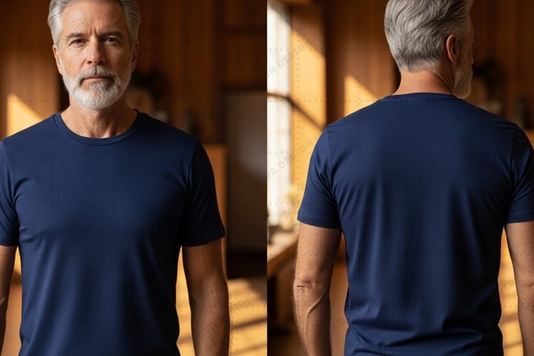 Navy blue T-shirt Mockup Design