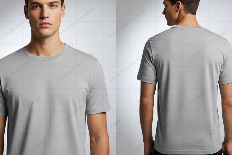 Men's premium grey T-shirt Mockup Design