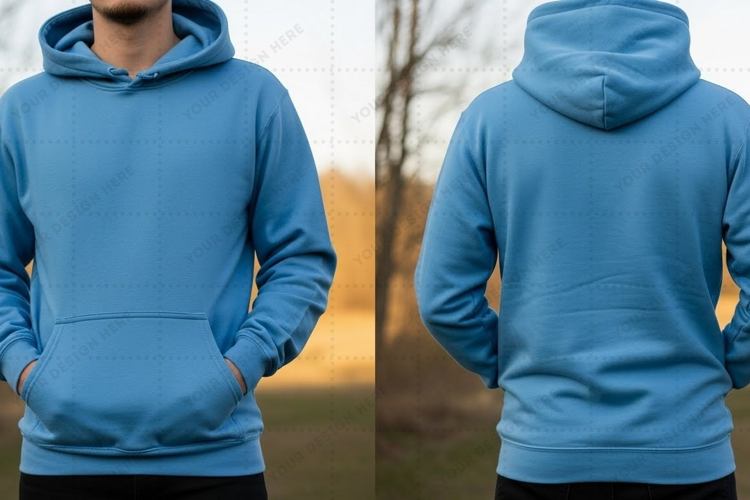 Blue hoodie T-shirt Mockup Design
