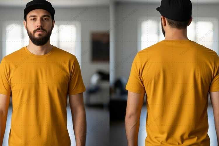 Mustard yellow T-shirt Mockup Design