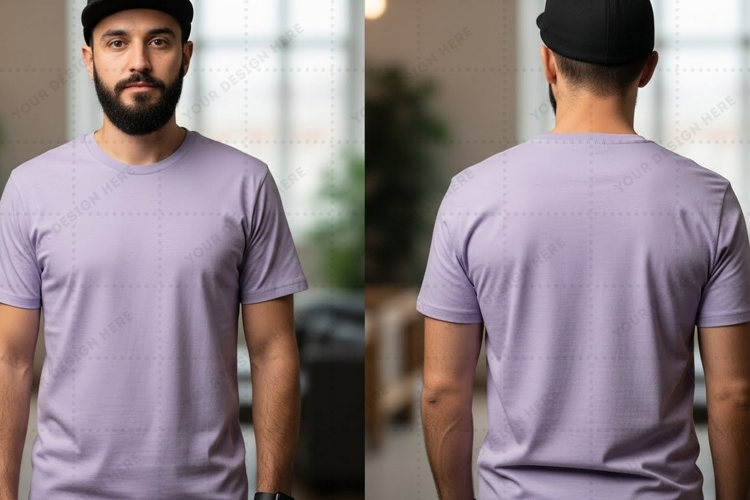 Men's plain lavender T-shirt Mockup Design