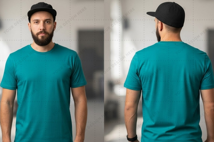 Men's teal T-shirt Mockup Design