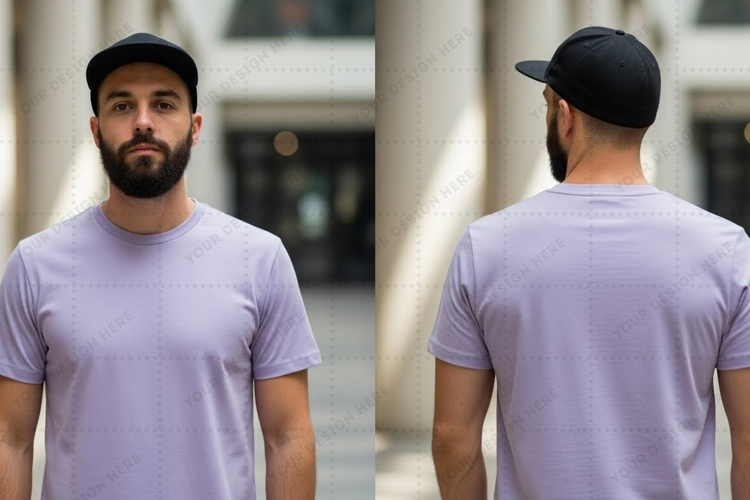 Men's light purple T-shirt Mockup Design