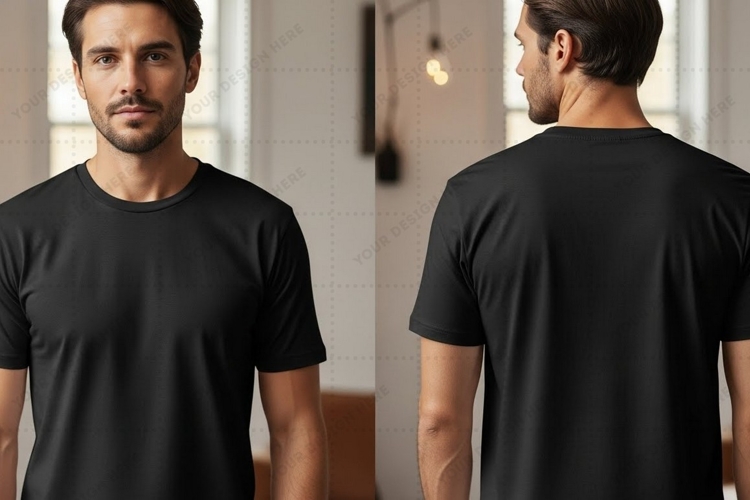 Black Tshirt Mockup Image 12