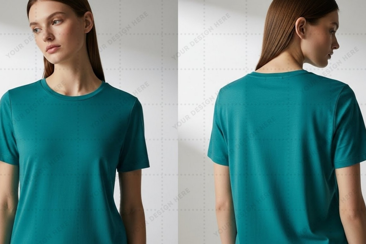 Teal green T-shirt Mockup Design