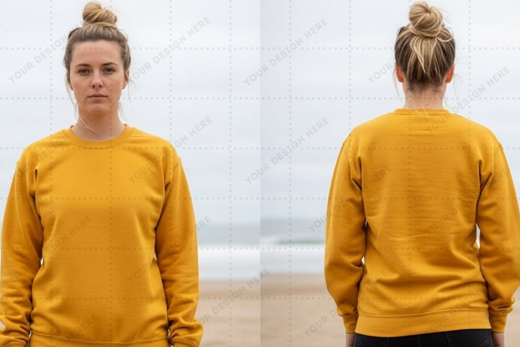 Mustard yellow long sleeve T-shirt Mockup Design