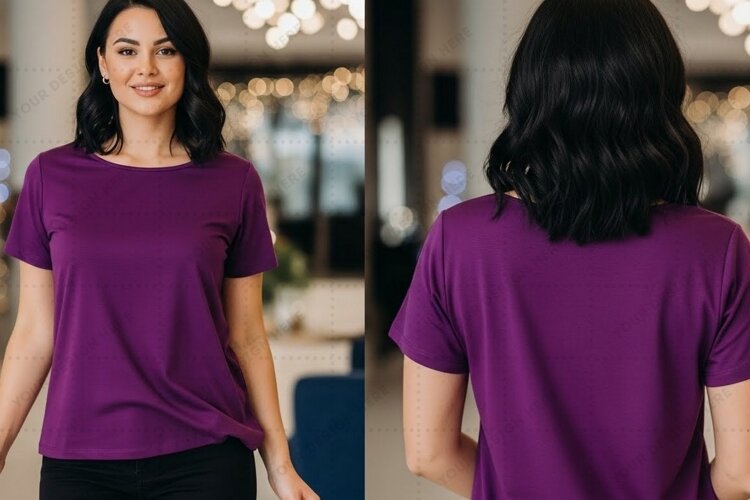 Purple T-shirt Mockup Design example image 1