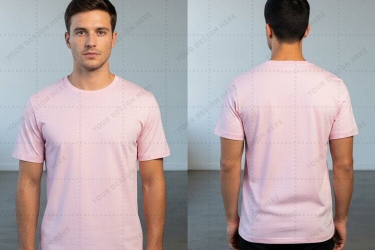 Men's pink T-shirt Mockup Design example image 1