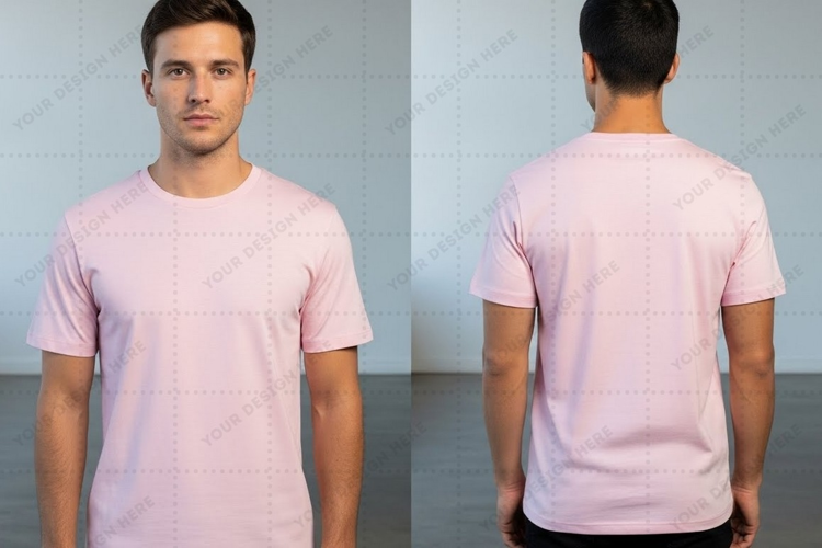 Men's pink T-shirt Mockup Design