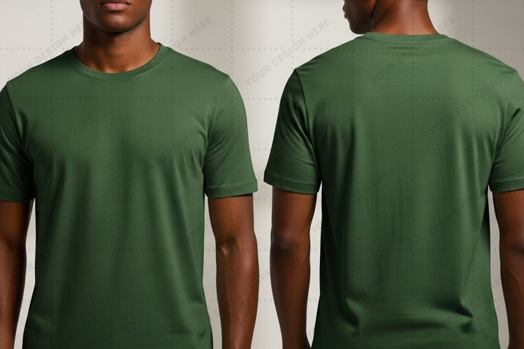 Men's solid green T-shirt Mockup Design