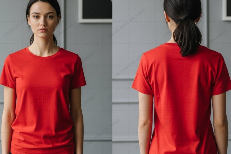 Bright red T-shirt Mockup Design