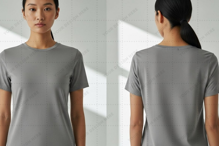 Women's grey T-shirt Mockup Design