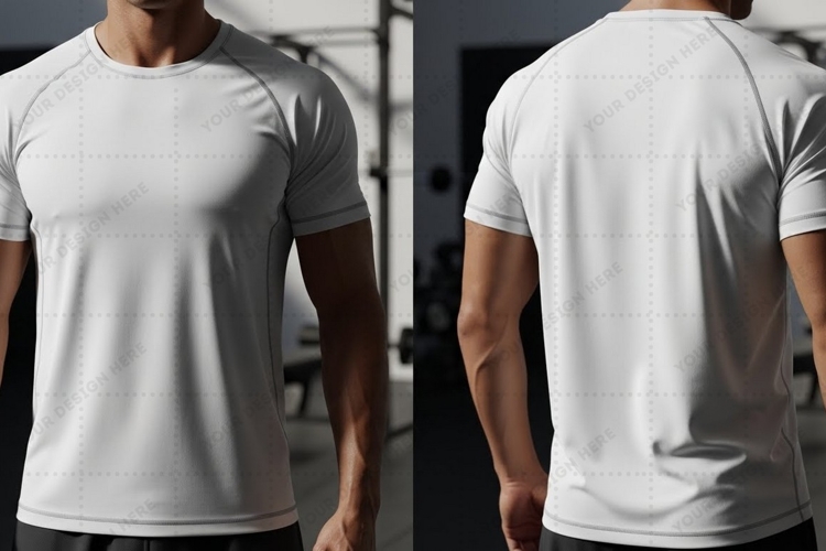 Mens white athletic T-shirt Mockup Design