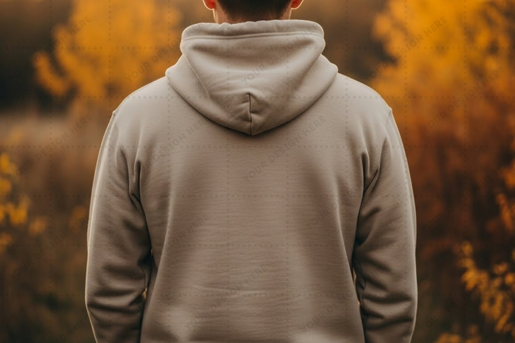 Men's casual hoodie in neutral gray T-shirt Mockup Design
