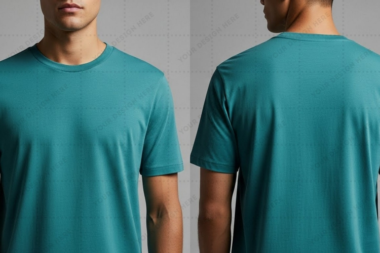 Teal solid T-shirt Mockup Design