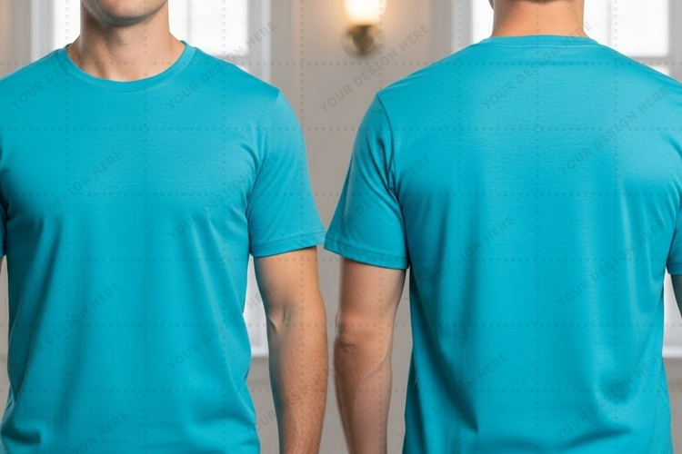 Men's solid blue T-shirt Mockup Design