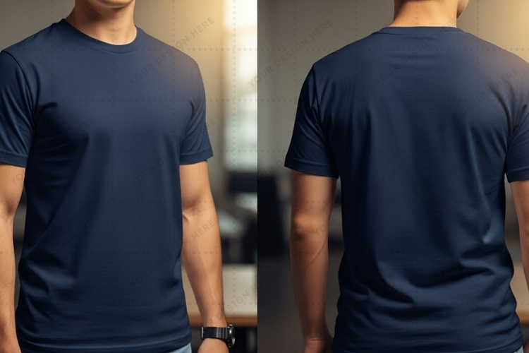 Men's navy blue T-shirt Mockup Design