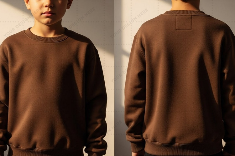 Brown crew neck T-shirt Mockup Design