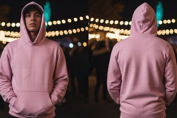 Light pink hoodie T-shirt Mockup Design