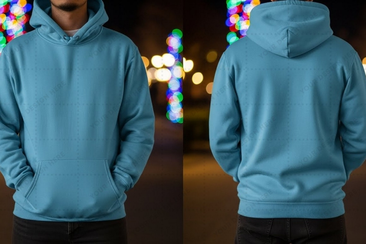 Light blue hoodie T-shirt Mockup Design