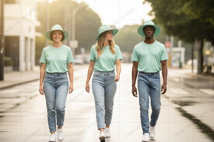Casual light green t-shirt mockup design