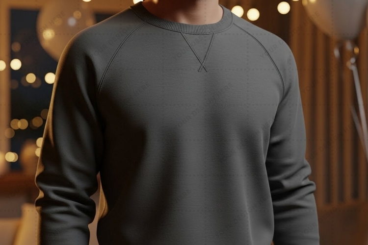 Mens solid dark gray crew neck sweatshirt