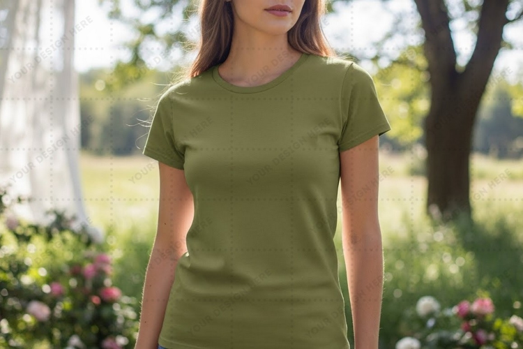 Olive green T-shirt Mockup Design