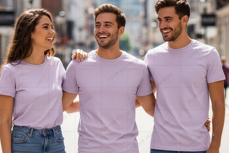 Casual lavender t-shirt mockup design example image 1