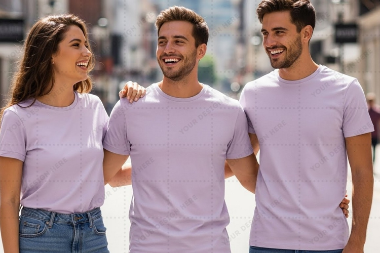 Casual lavender t-shirt mockup design