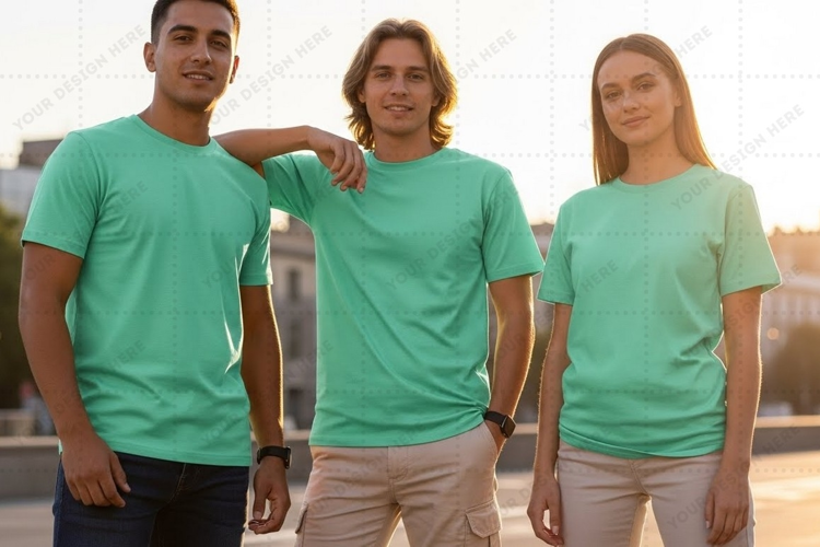 Mint green t-shirt mockup design