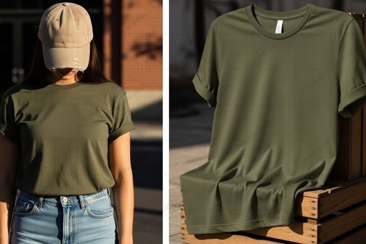 Olive green t-shirt mockup design