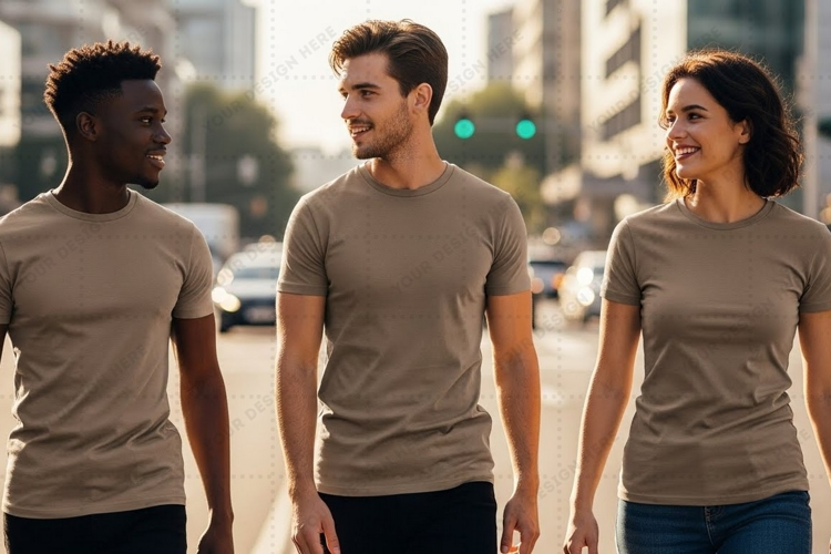 Casual khaki t-shirt mockup design