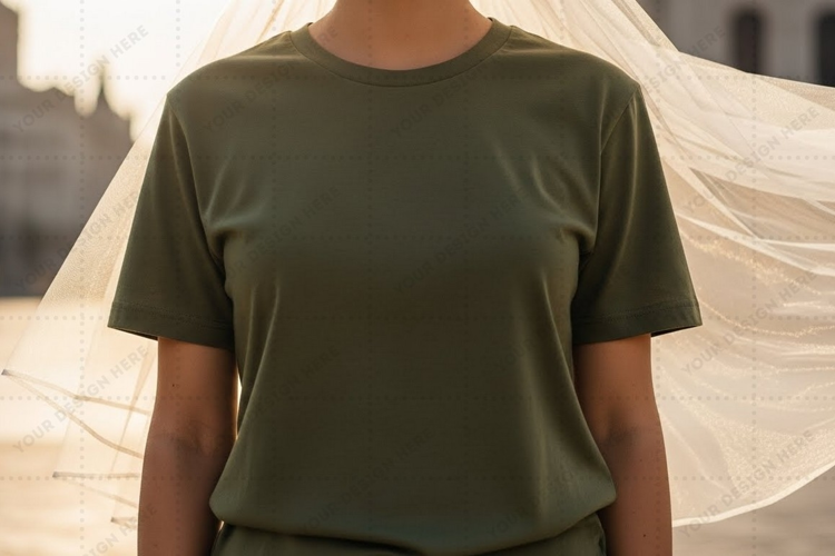 Olive green t-shirt mockup design