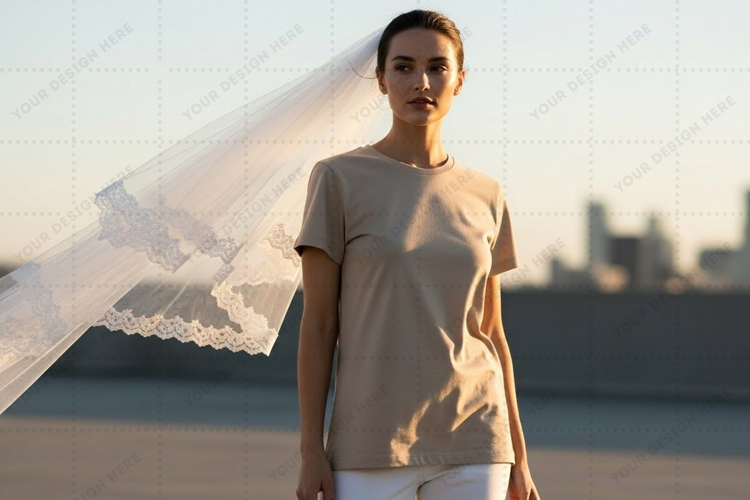 Elegant beige t-shirt mockup design