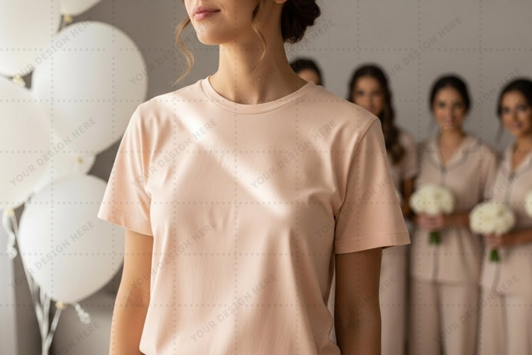 Blush pink t-shirt for women mockup