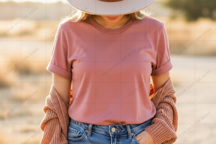 Stylish pink t-shirt mockup design