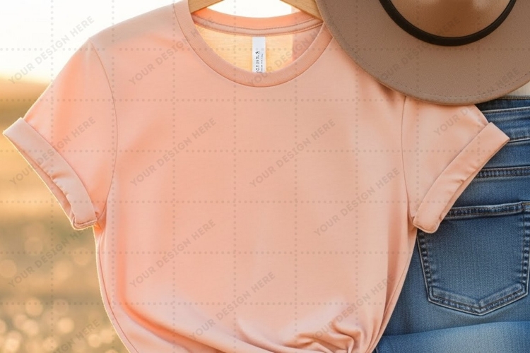 Peach pink t-shirt mockup design