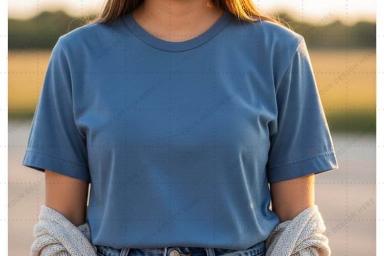 Casual blue t-shirt mockup design