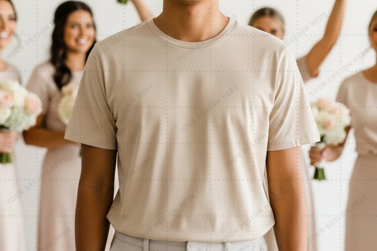 Blank beige t-shirt mockup design
