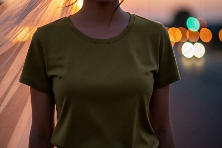 Olive green t-shirt mockup design