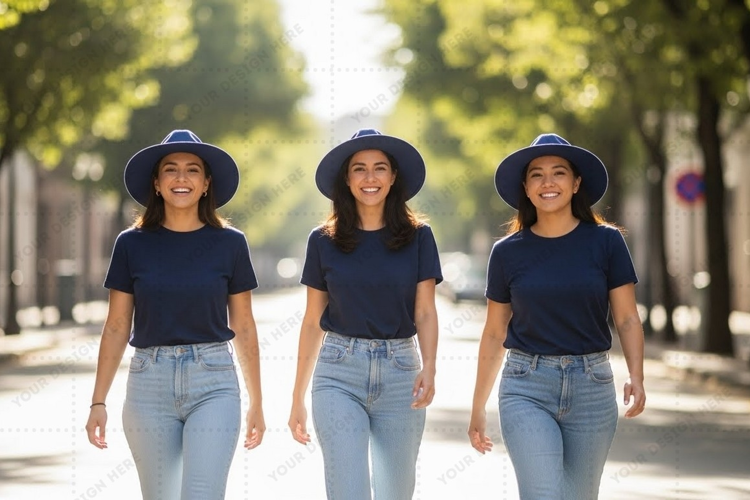 Casual navy blue t-shirt mockup design