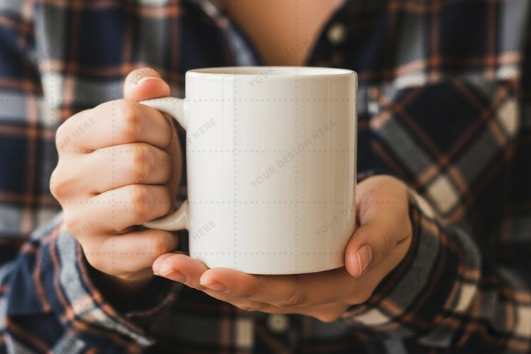 Cozy ceramic mug with embossed mockup