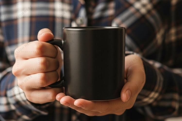 Stylish black ceramic mug mockup design