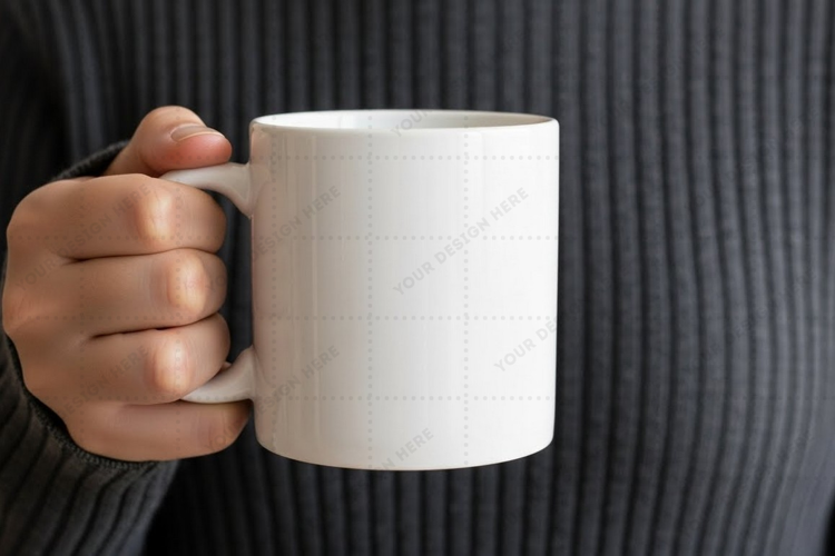 Elegant white ceramic mug mockup