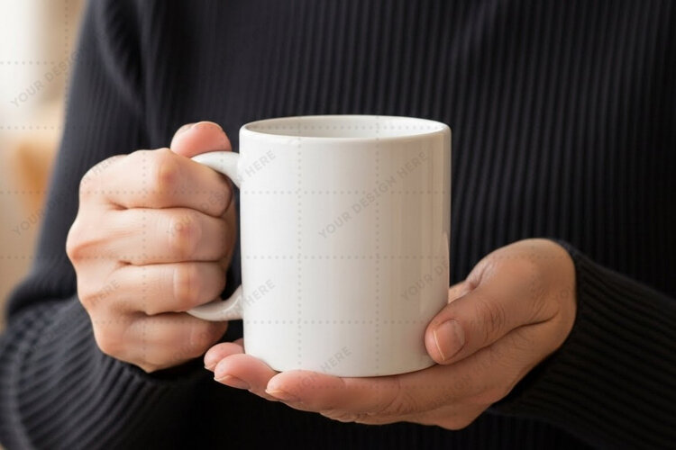 Elegant white ceramic mug mockup example image 1