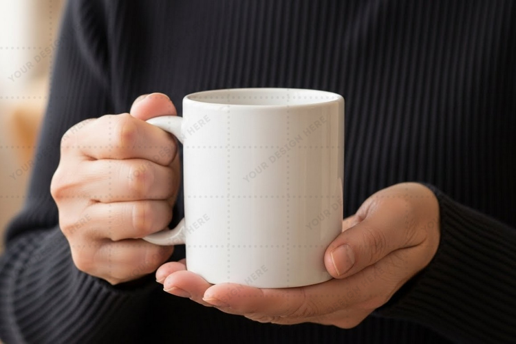 Elegant white ceramic mug mockup