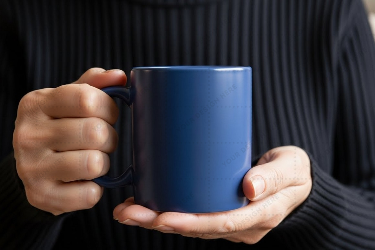 Stylish blue ceramic mug mockup design