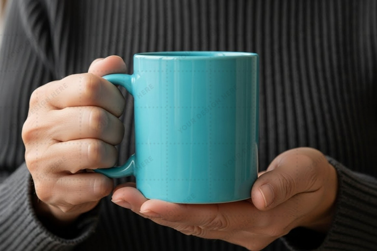 Stylish blue ceramic mug mockup design