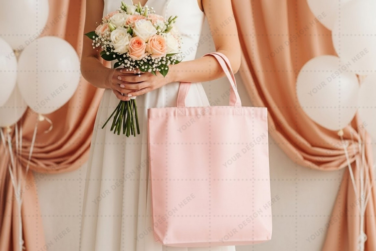 Elegant pink tote bag for special occasions mockup
