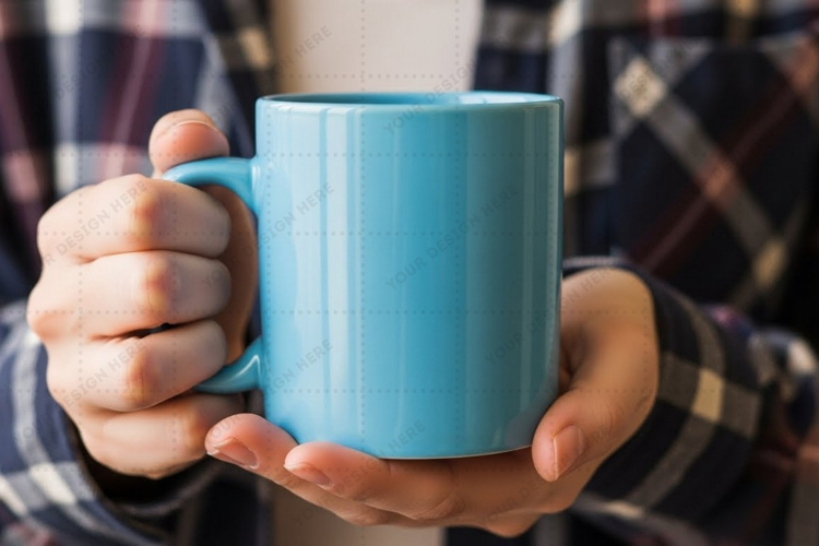 Blue ceramic mug with handle - perfect for hot drinks mug mo